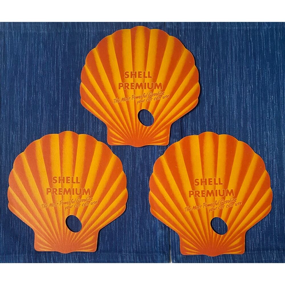 Vintage Lot of 3 Shell Gas Oil Hand Fan X-100 Motor Oil It's Incomparable 79B